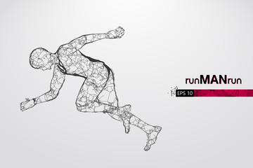 Abstract silhouette of a wireframe running athlete, man on the white background. Athlete runs sprint and marathon. Convenient organization of eps file. Vector illustration. Thanks for watching