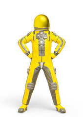 astronaut explorer power pose stand up in white background