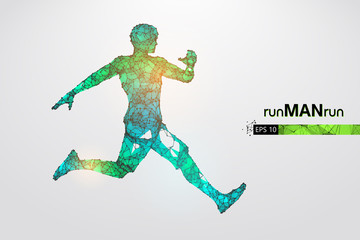 Abstract silhouette of a wireframe running athlete, man on the white background. Athlete runs sprint and marathon. Convenient organization of eps file. Vector illustration. Thanks for watching