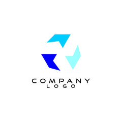 abstract blue color simple cube logo vector