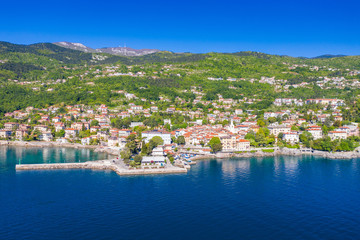 Croatia, Adriatic coast, beautiful old town of Lovran, historic center and coastline