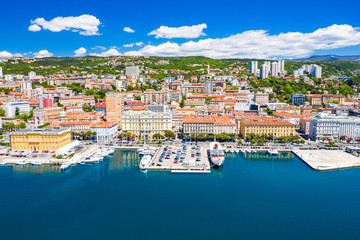 Fototapeta na wymiar Croatia, city of Rijeka, aerial panoramic view of harbor, seascape and skyline of the city center