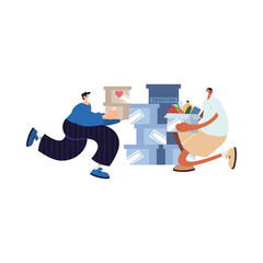 delivery men on the way to the customer with face mask