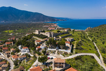 Fototapeta na wymiar Paralio Astros cityscape, view from drone, Arcadia, Greece