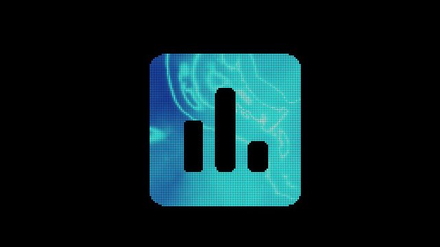 The symbol poll is assembled from small balls. Then it shimmers with blue. It crumbles and disappears. In - Out loop. Alpha channel