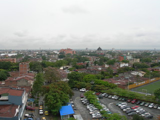 Sweet yellow and blue colonial building in Colombia