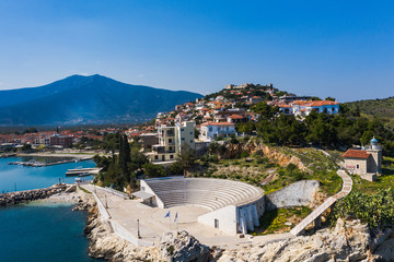 Paralio Astros cityscape, view from drone, Arcadia, Greece