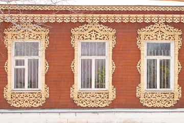 Carved Platbands On Windows In Kolomna, Russia.