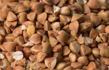 Grain of peeled buckwheat, closeup.