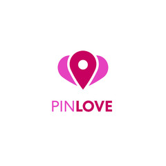 pin love heart location logo design
