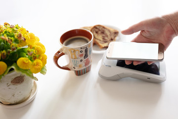 Contactless payment through mobile phone on pos terminal