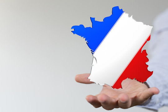 3d Digital France map country illustration