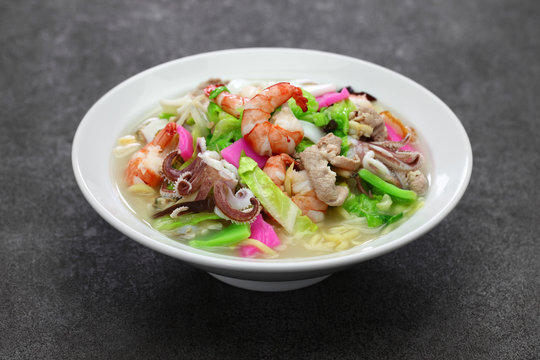 Nagasaki champon noodle soup, Japanese ramen dish