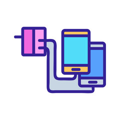 wired charger for two phones at same time icon vector. wired charger for two phones at same time sign. color symbol illustration