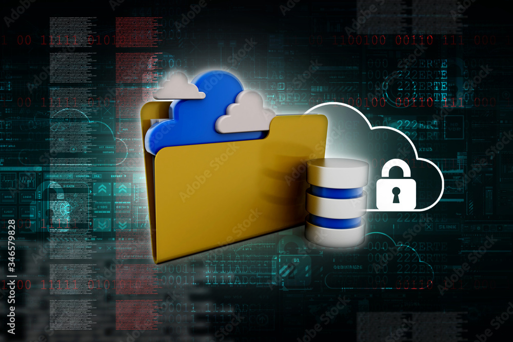 Poster 3d rendering folder connected to database