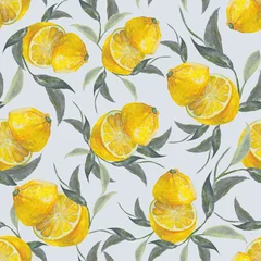 Papier Peint photo Citrons Fond transparent avec des citrons. illustration aquarelle d& 39 agrumes