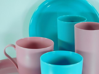 colorful plastic cups