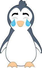 Vector illustration of a cartoon penguin crying