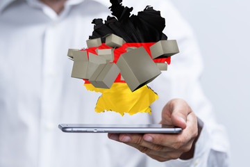 Transport Cardboard boxes, logistics and delivery concept digital 3d.