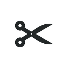 Single icon of a scissors with fill color style design