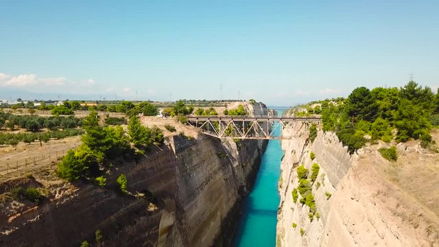 Passing the corinth canal in Peloponesse Greece