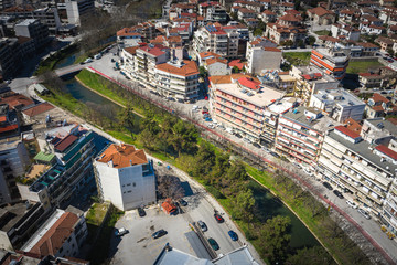 Obraz premium Trikala, Greece, panoramic view. At the background lay the Tzoumerka mountains.