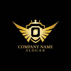 Letter O Shield, Wing and Crown for Business Logo Template Design Vector, Emblem, Design concept, Creative Symbol, Icon