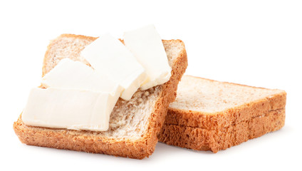 Sandwich with cream cheese on a white background. Isolated
