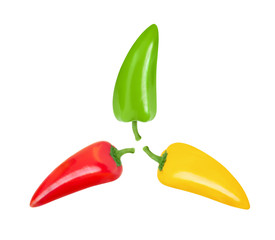 Colorful sweet peppers on a white background.