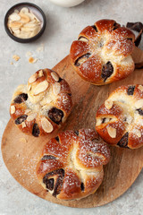 Homemade Chocolate buns with Chocolate and Nuts