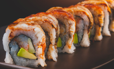 Unagi roll or Japanese grilled eel roll.