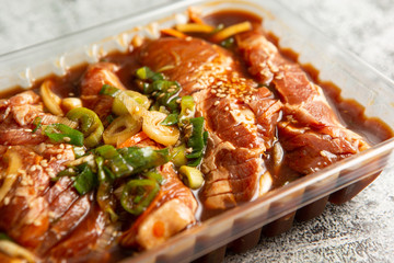 Korean spicy sauce marinated pork 