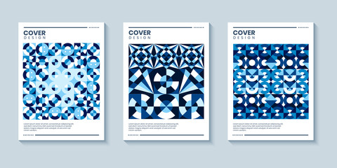 Modern abstract bright poster covers set, minimal geometric covers design. Colorful geometric background