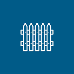 Fence Line Icon On Blue Background. Blue Flat Style Vector Illustration