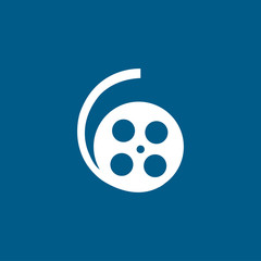 Film Reel Icon On Blue Background. Blue Flat Style Vector Illustration