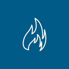 Fire Line Icon On Blue Background. Blue Flat Style Vector Illustration