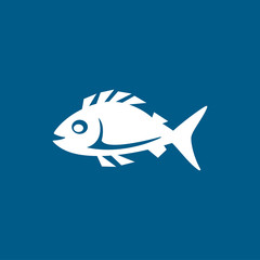 Obraz premium Fish Icon On Blue Background. Blue Flat Style Vector Illustration