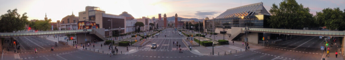 Fototapeta na wymiar Panoramic View of Montjuic in Barcelona. Catalonia Spain .