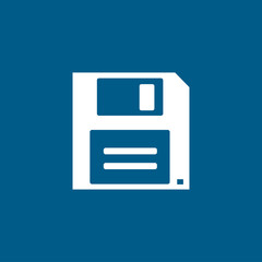 Floppy Disc Icon On Blue Background. Blue Flat Style Vector Illustration