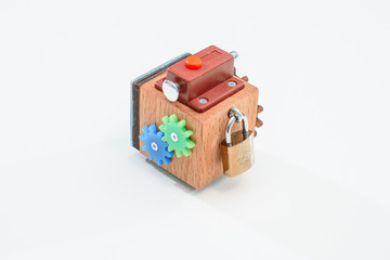 Wooden eco-friendly busy board cube - educational toy for children