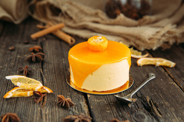 mousse cake with orange, orange cheesecake