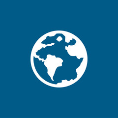 Globe Icon On Blue Background. Blue Flat Style Vector Illustration