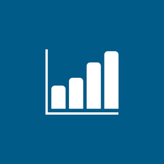 Growing Graph Icon On Blue Background. Blue Flat Style Vector Illustration