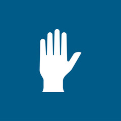 Fototapeta na wymiar Hand Icon On Blue Background. Blue Flat Style Vector Illustration