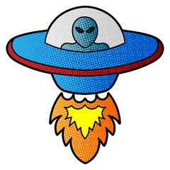 UFO vector design. digital hand drawn. comic style