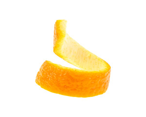 Orange zest isolated on a white background. Orange twist. Citron.