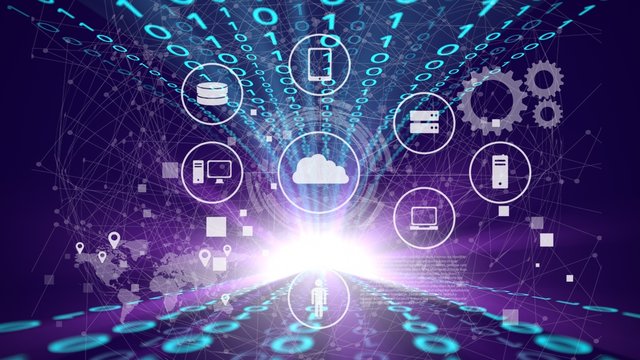 Working data center server room with media illustrations - Powered by Adobe