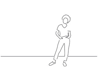 Full length people isolated line drawing, vector illustration design.