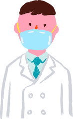 N95マスクを着けた医者