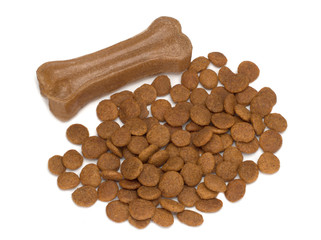 Dog food isolated on white